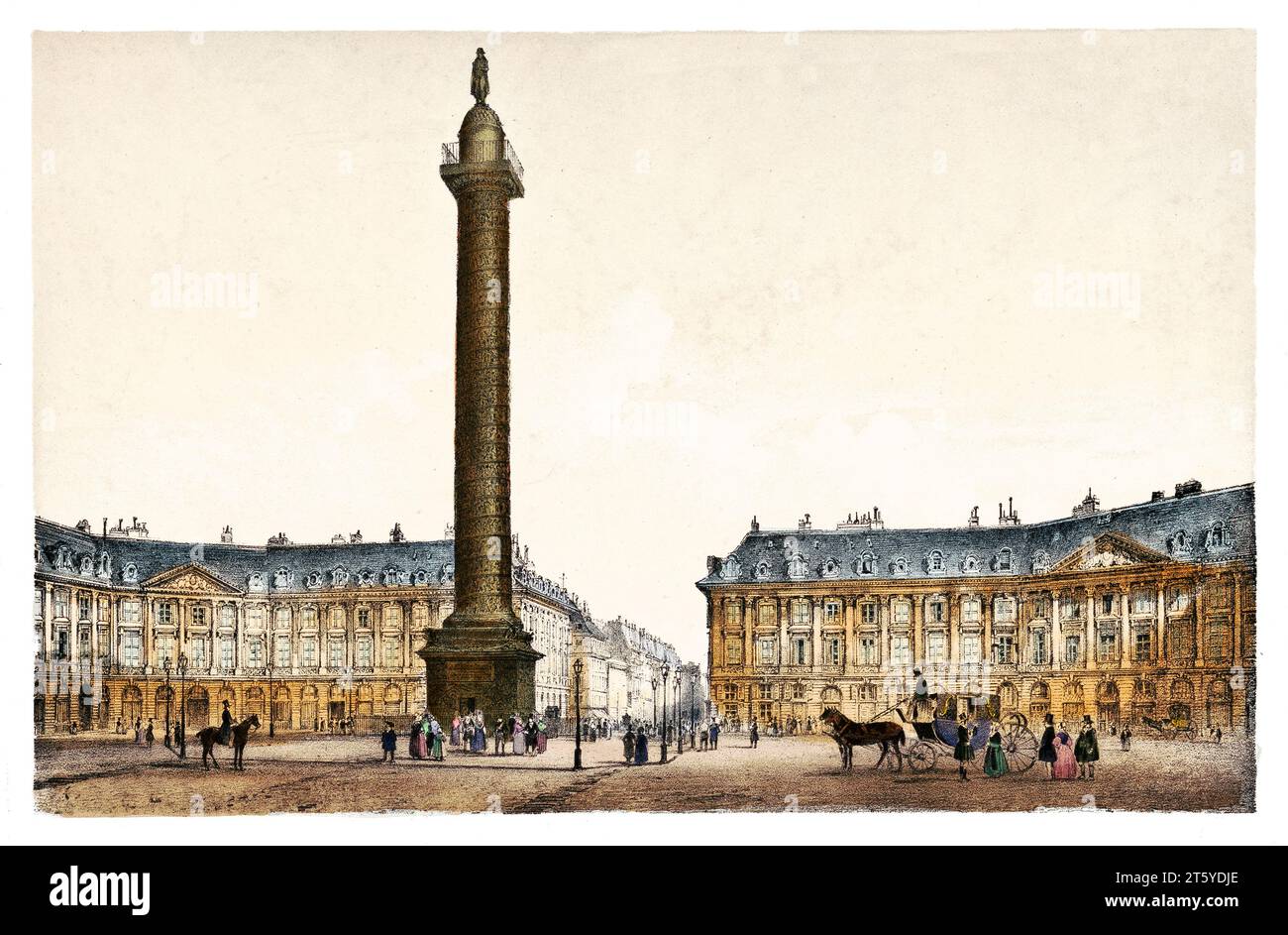 Vecchia vista della colonna Vendome, Parigi, Francia. Di Rivière, publ. A Parigi, CA 1875 Foto Stock