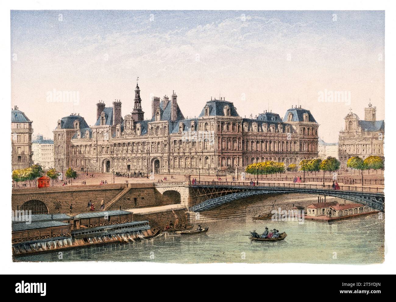 Vecchia vista del palazzo del Louvre, Parigi. Di Rivière, publ. A Parigi, CA 1875 Foto Stock