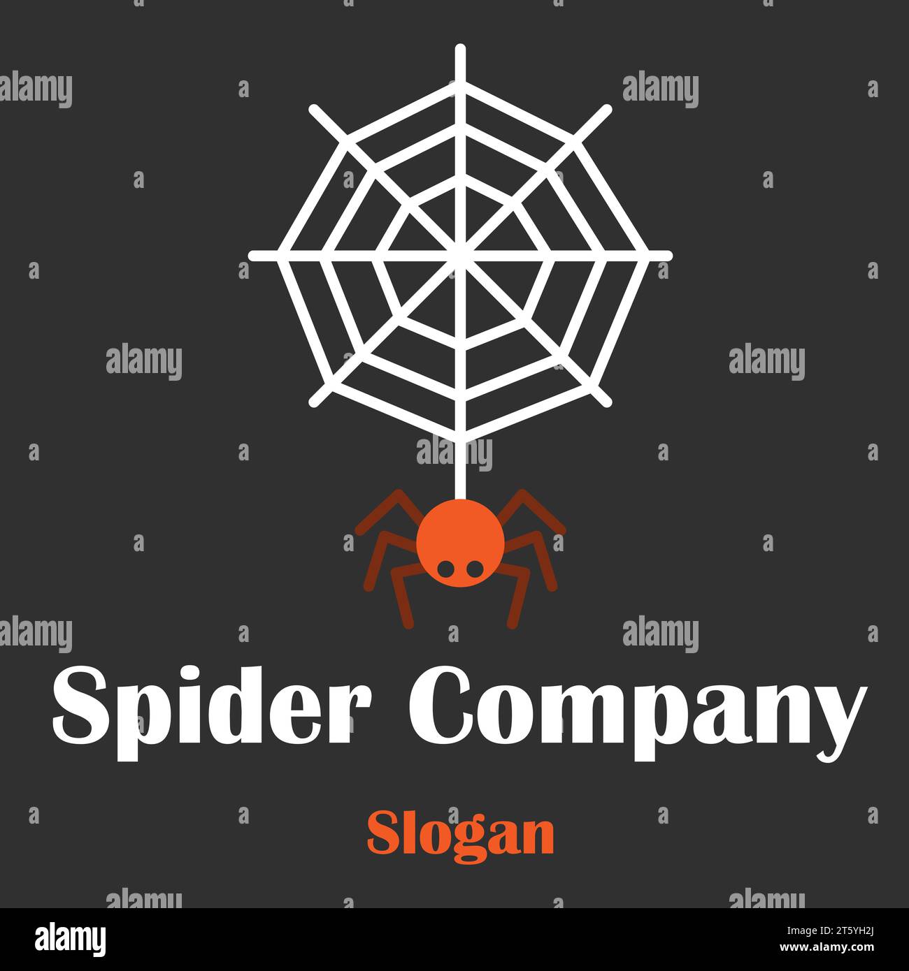 Logo aziendale contenente ragnatele e ragnatele, illustrazione del logo, concetto del logo aziendale, adatto per i social media e la stampa di t-shirt Foto Stock