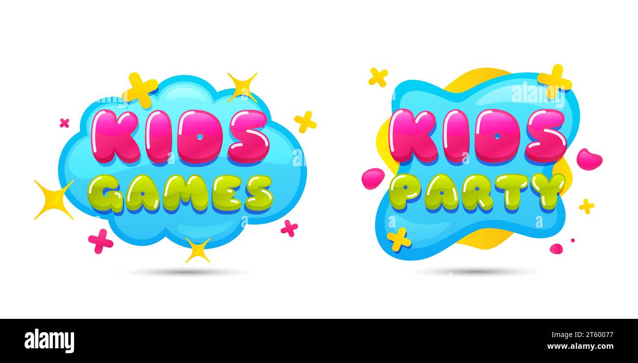 Chiacchierare per i bambini. Icona della zona di gioco dei bambini. Badge club di intrattenimento per bambini. Vettore Illustrazione Vettoriale