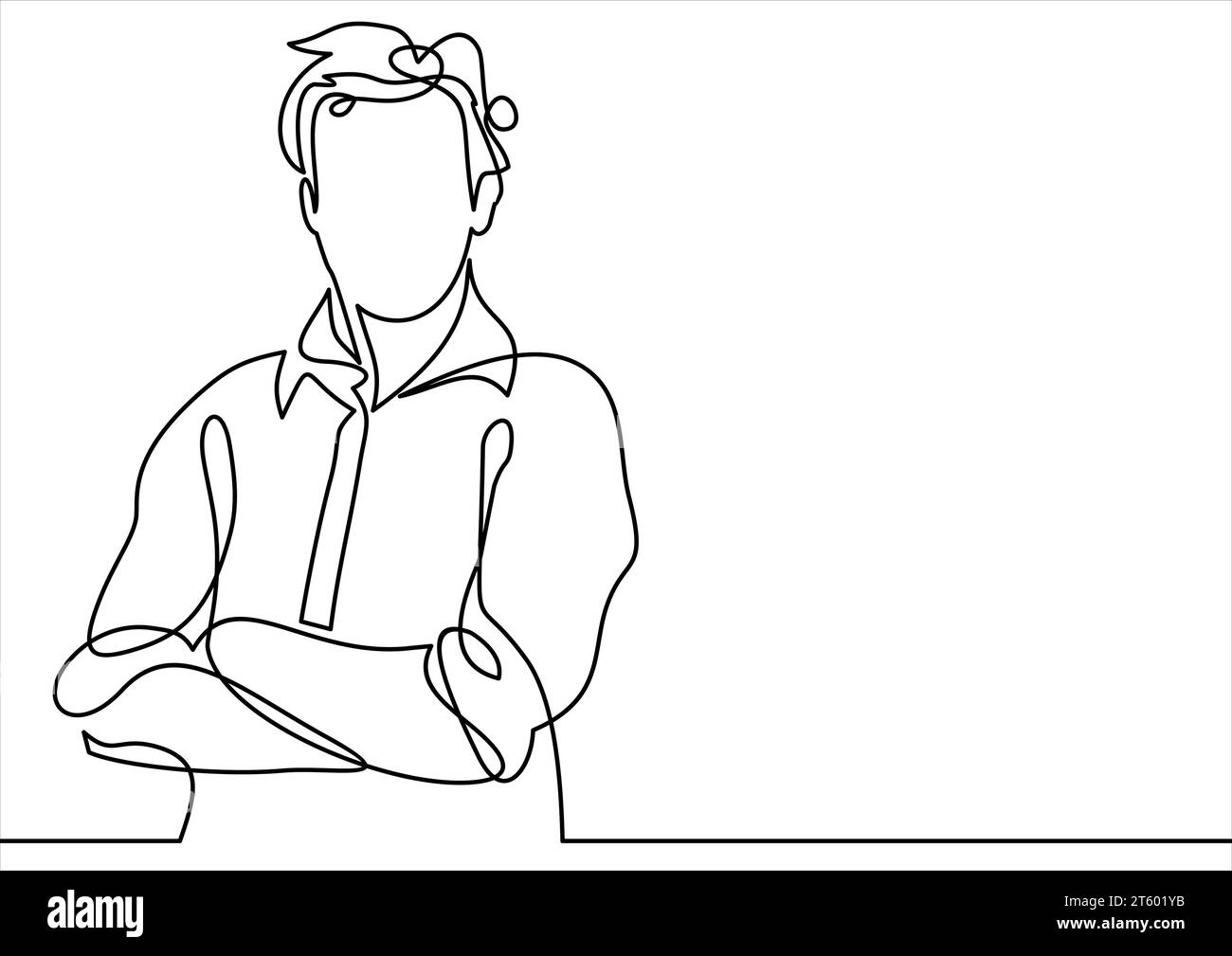 uomo d'affari in una croce che pensa - continuo disegno di linee Illustrazione Vettoriale