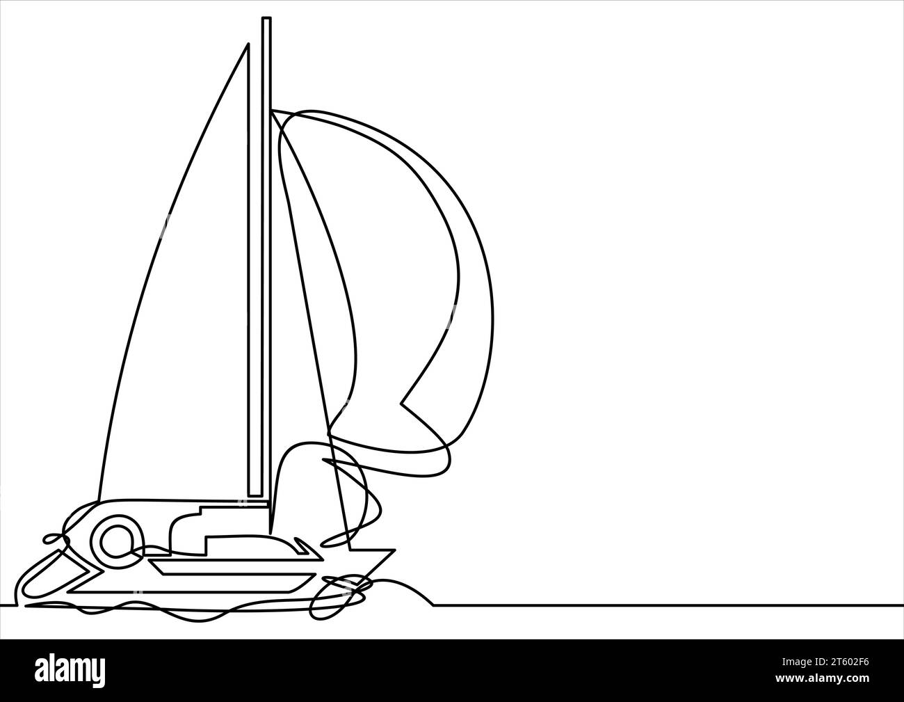 Disegno continuo a una linea della barca a vela. Illustrazione vettoriale Illustrazione Vettoriale