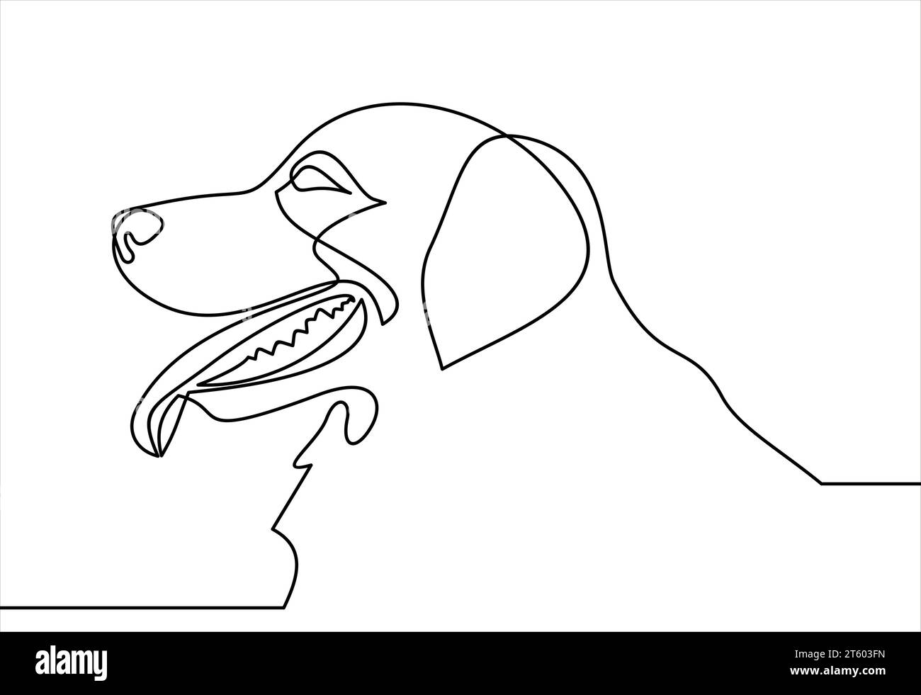 Disegno a linee continuo di cute Dog.simbolo per la progettazione del sito Web Illustrazione Vettoriale
