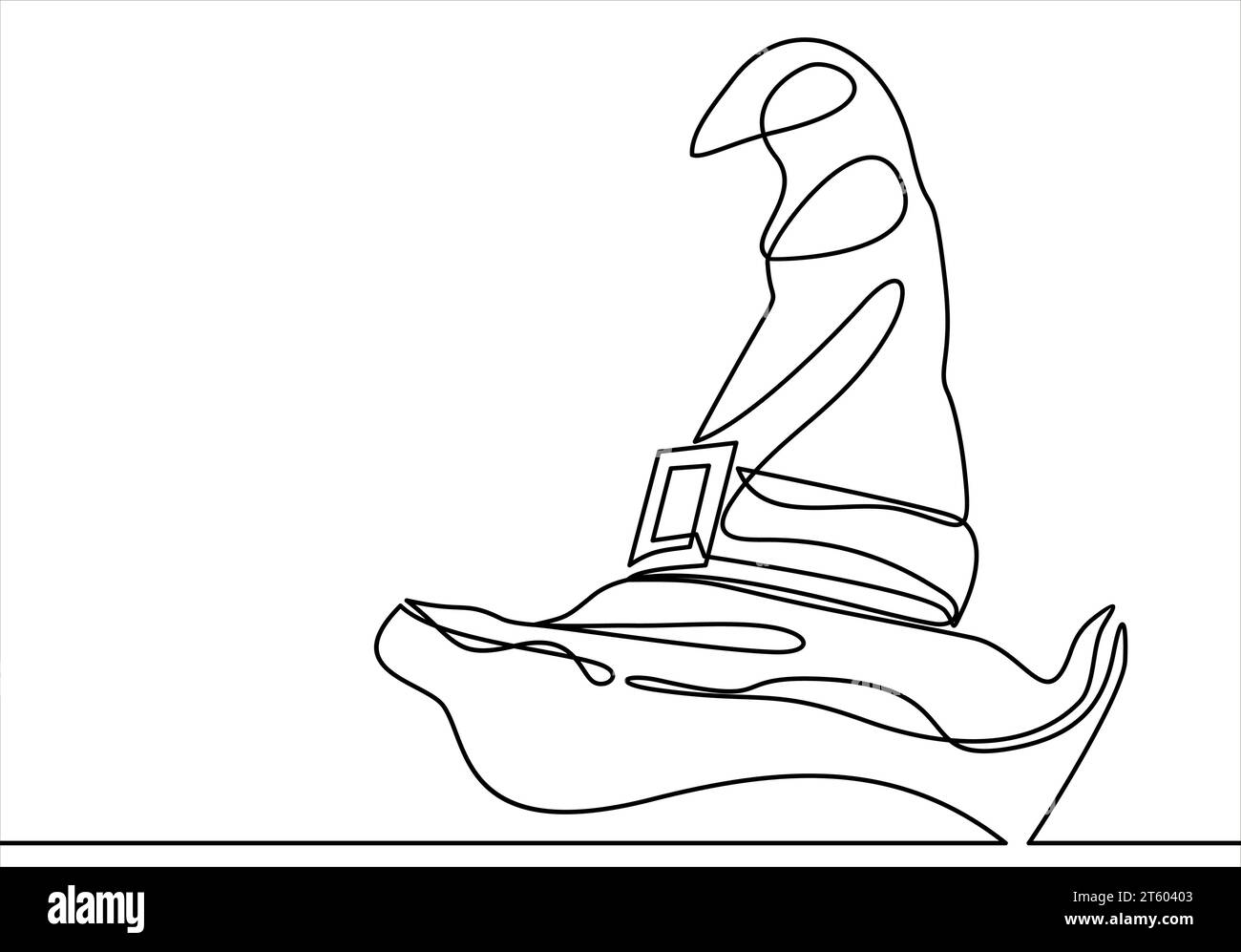 Magician's Hat.Vector Continuous line.Vector art Illustrazione Vettoriale