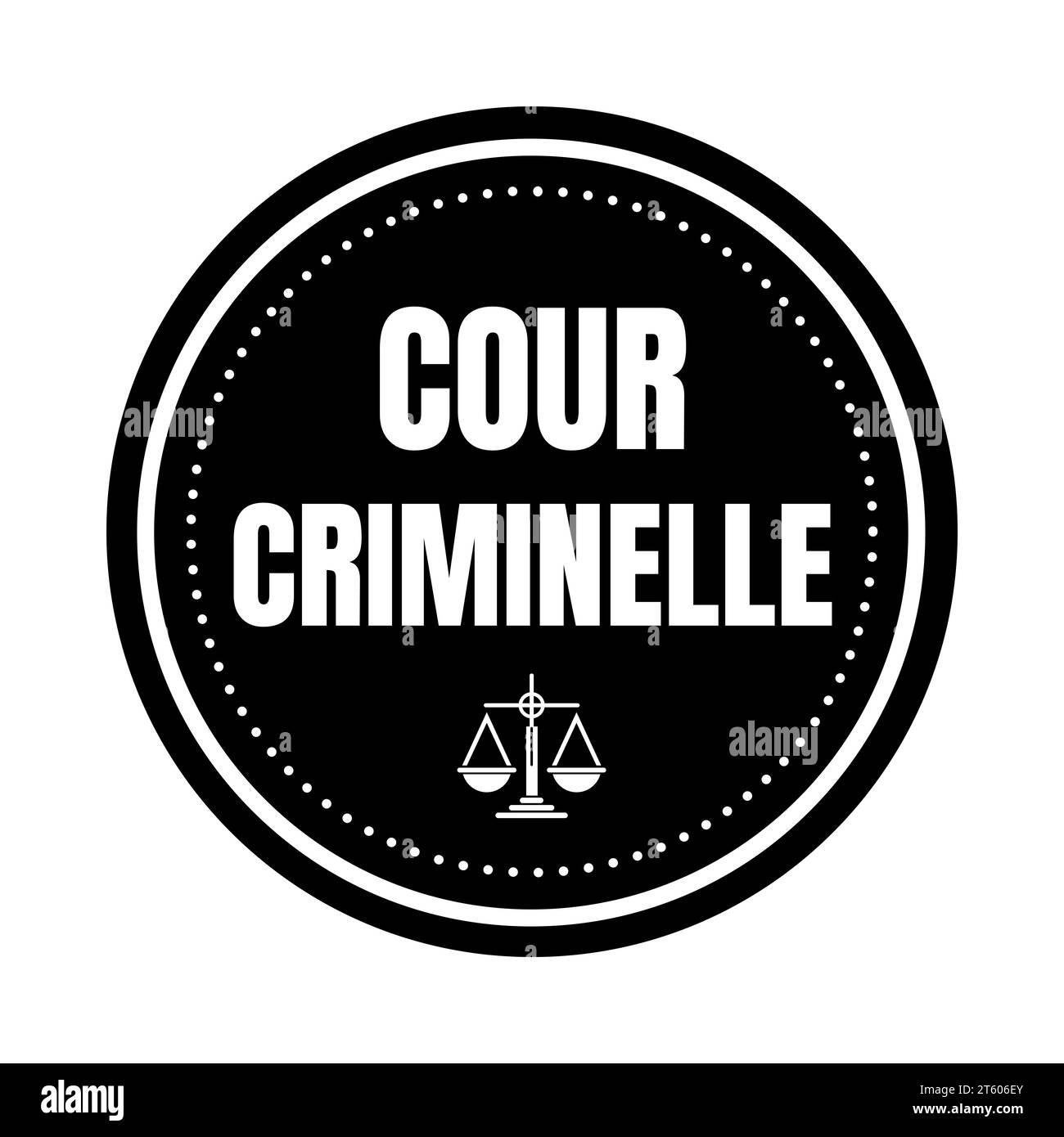 Icona del simbolo del tribunale penale chiamata cour criminelle in lingua francese Foto Stock