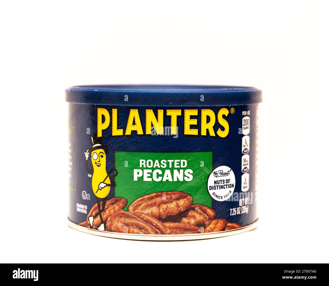 Immagine di una lattina di piantatrici di noci pecan arrostite Foto Stock