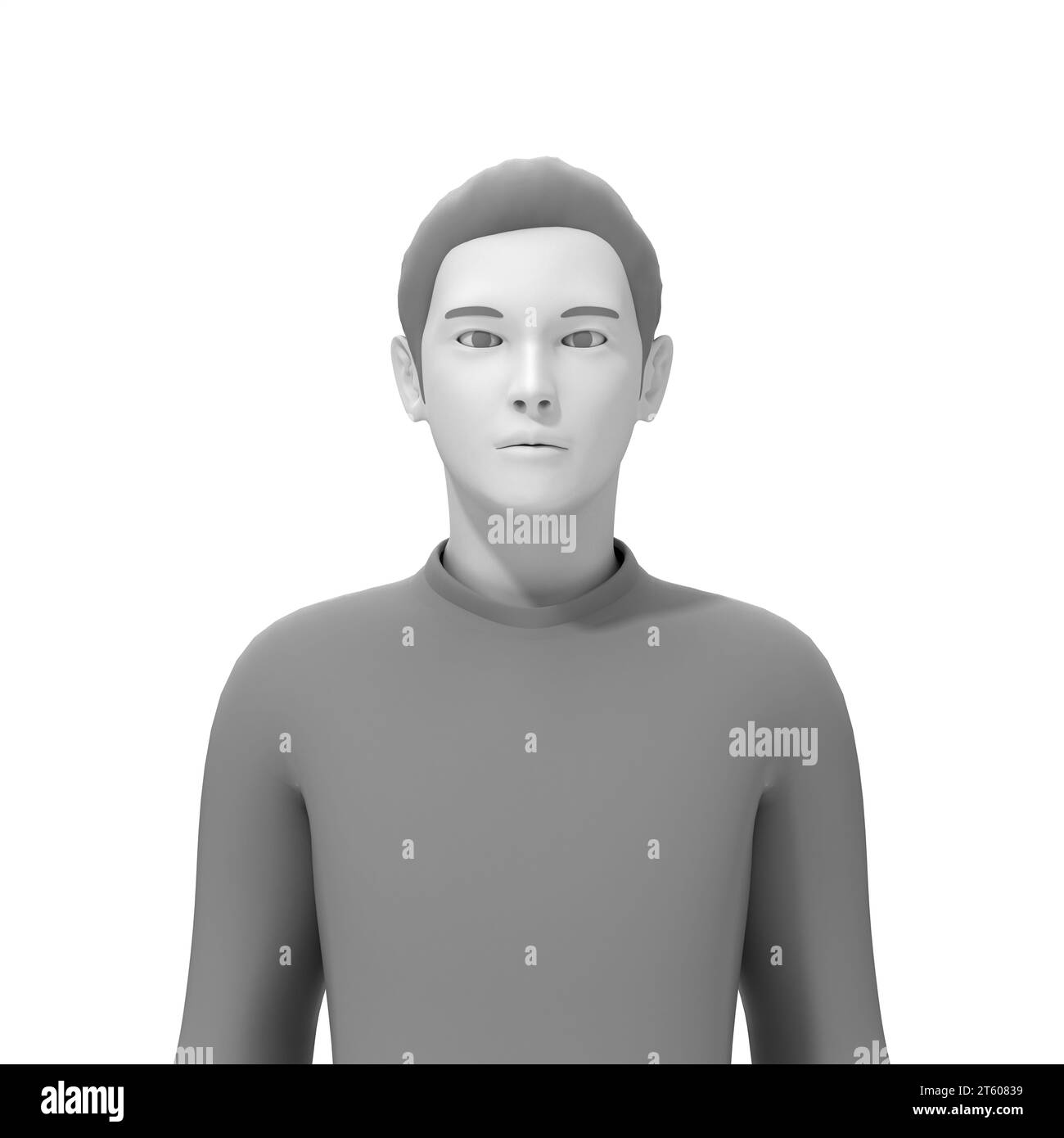 Torso superiore dell'uomo, immagine grafica computerizzata 3D del corpo umano maschile Foto Stock