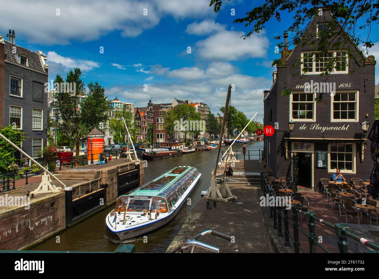 Cafe de Sluyswacht, Jodenbreestraat, Amsterdam, Paesi Bassi Foto Stock