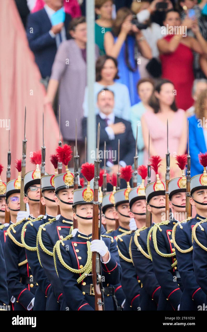 La principessa Leonor giura fedeltà alla bandiera all'Accademia militare di Saragozza con: Principessa Leonor di Spagna dove: Madrid, Spagna quando: 07 Ott 2023 credito: Oscar Gonzalez/WENN Foto Stock