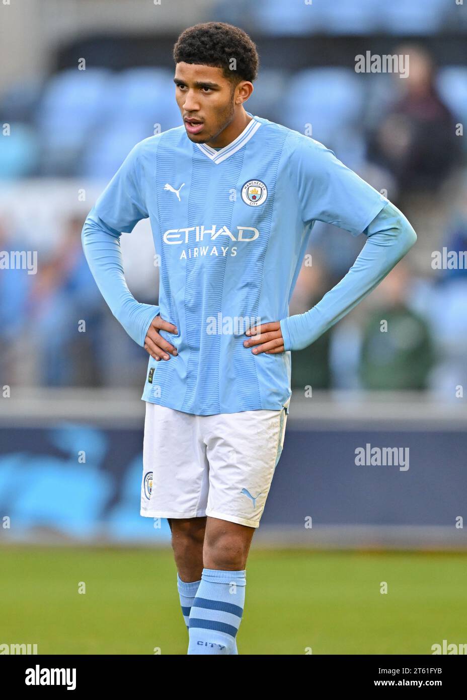 Manchester, Regno Unito. 7 novembre 2023. Durante la UEFA Youth League, match Day Four Group G match all'Academy Stadium/Joie Stadium, Manchester, Inghilterra. (Immagine di credito: ©Cody Froggatt/Alamy Live News) Foto Stock