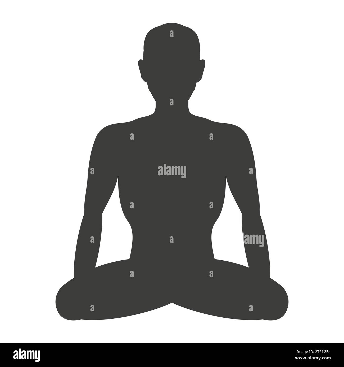 Buddha seduto, o semplicemente uno yogi, un uomo in posizione di loto. Illustrazione vettoriale piatta isolata su sfondo bianco. Illustrazione Vettoriale