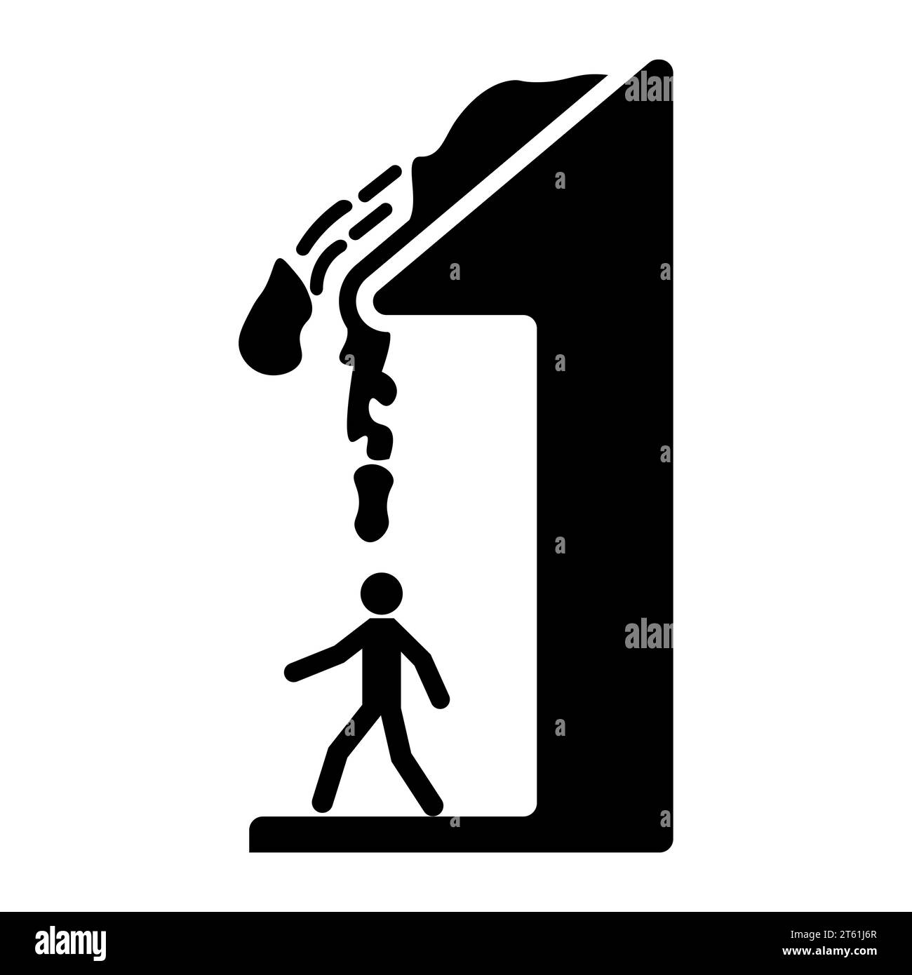 Attenzione caduta neve segno caduta ghiaccio Illustrazione Vettoriale