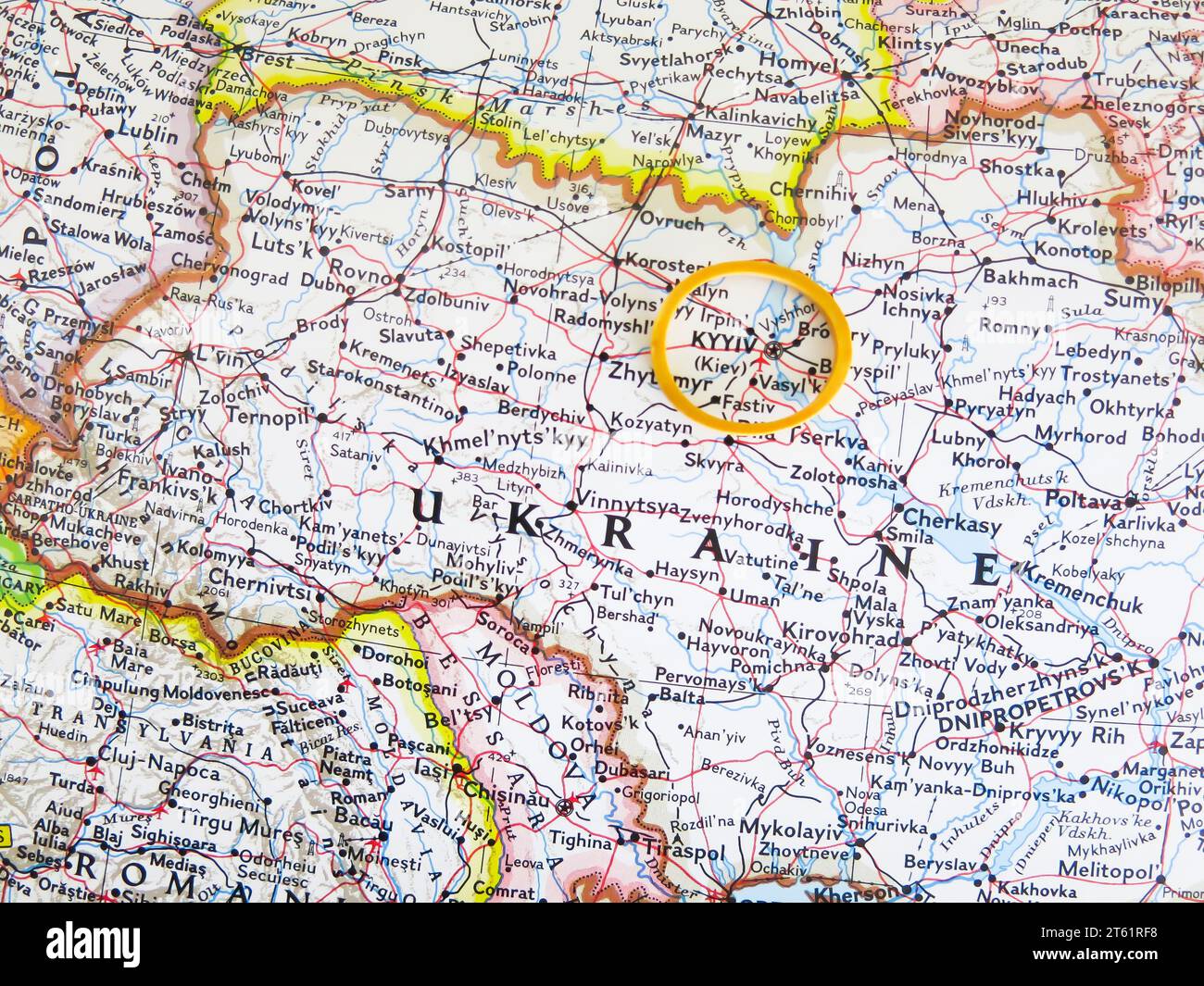 Mappa - primo piano di Kiev Foto Stock