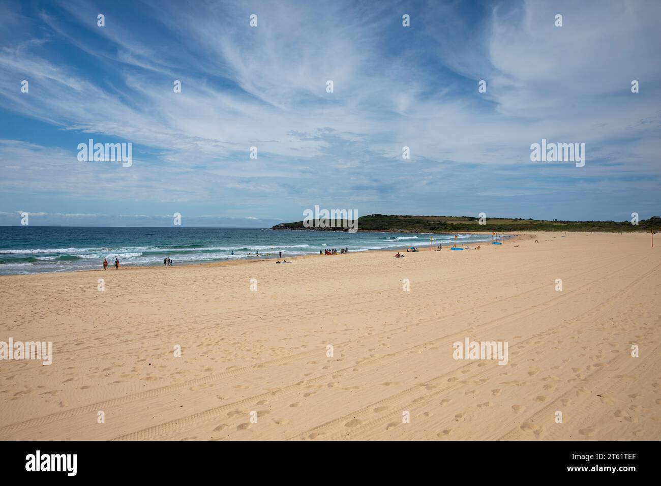 Maroubra, sobborgo di Sydney sulla spiaggia in un giorno di primavera blu, sobborghi orientali di Sydney, nuovo Galles del Sud, Australia Foto Stock