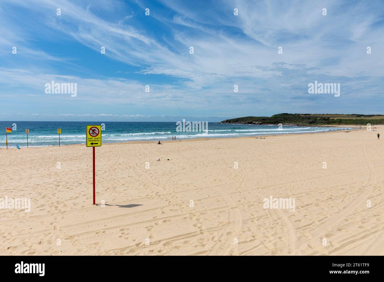 Maroubra, sobborgo di Sydney sulla spiaggia in un giorno di primavera blu, sobborghi orientali di Sydney, nuovo Galles del Sud, Australia Foto Stock