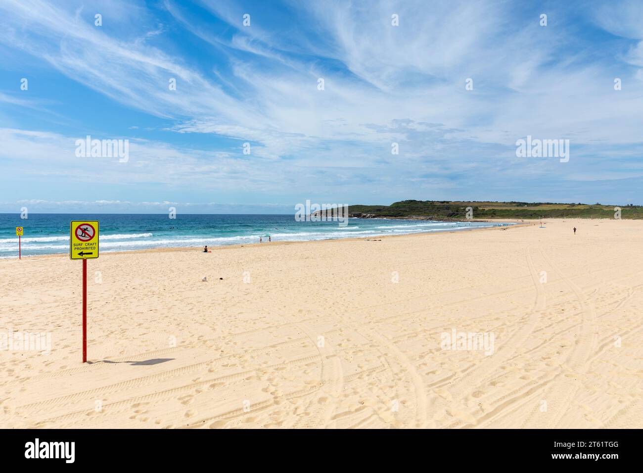 Maroubra Beach nei sobborghi orientali di Sydney, giorno di primavera cielo blu, nuovo Galles del Sud, Australia, 2023 Foto Stock