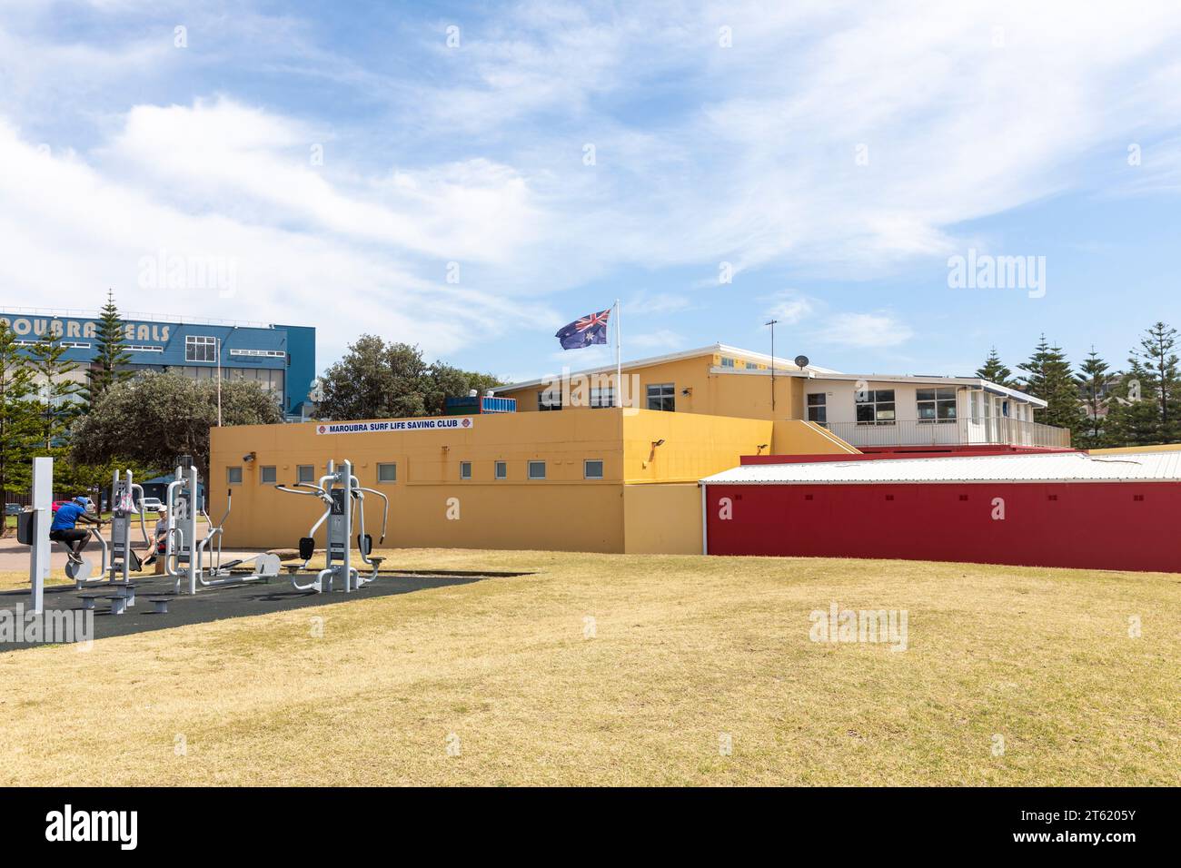 Edificio Maroubra Beach Pavilion sul lungomare, sobborghi orientali di Sydney, NSW, Australia Foto Stock