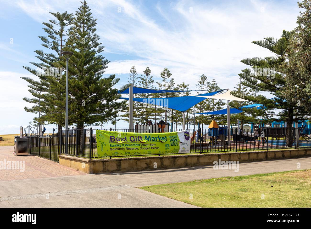 Parco giochi Maroubra Beach in questo sobborgo orientale di Sydney, New South Wales, Australia, il soleggiato giorno primaverile del 2023 Foto Stock