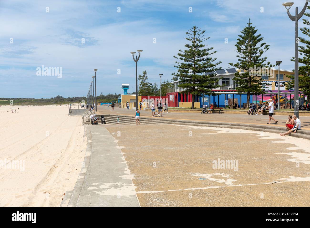 Maroubra Beach Promenade nei sobborghi orientali di Sydney e nel parco nazionale Malabar Headland, Sydney, NSW, Australia, 2023 Foto Stock