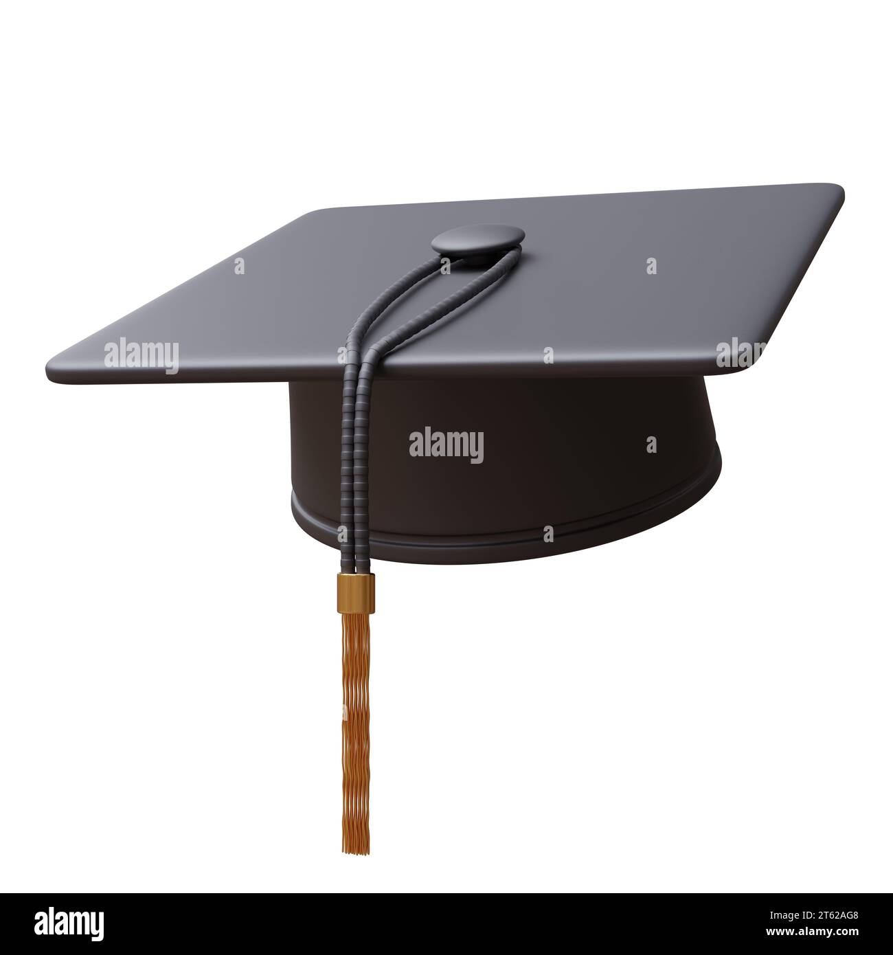 Tappo di graduazione isolato su bianco trasparente, laureato o laureato Foto Stock