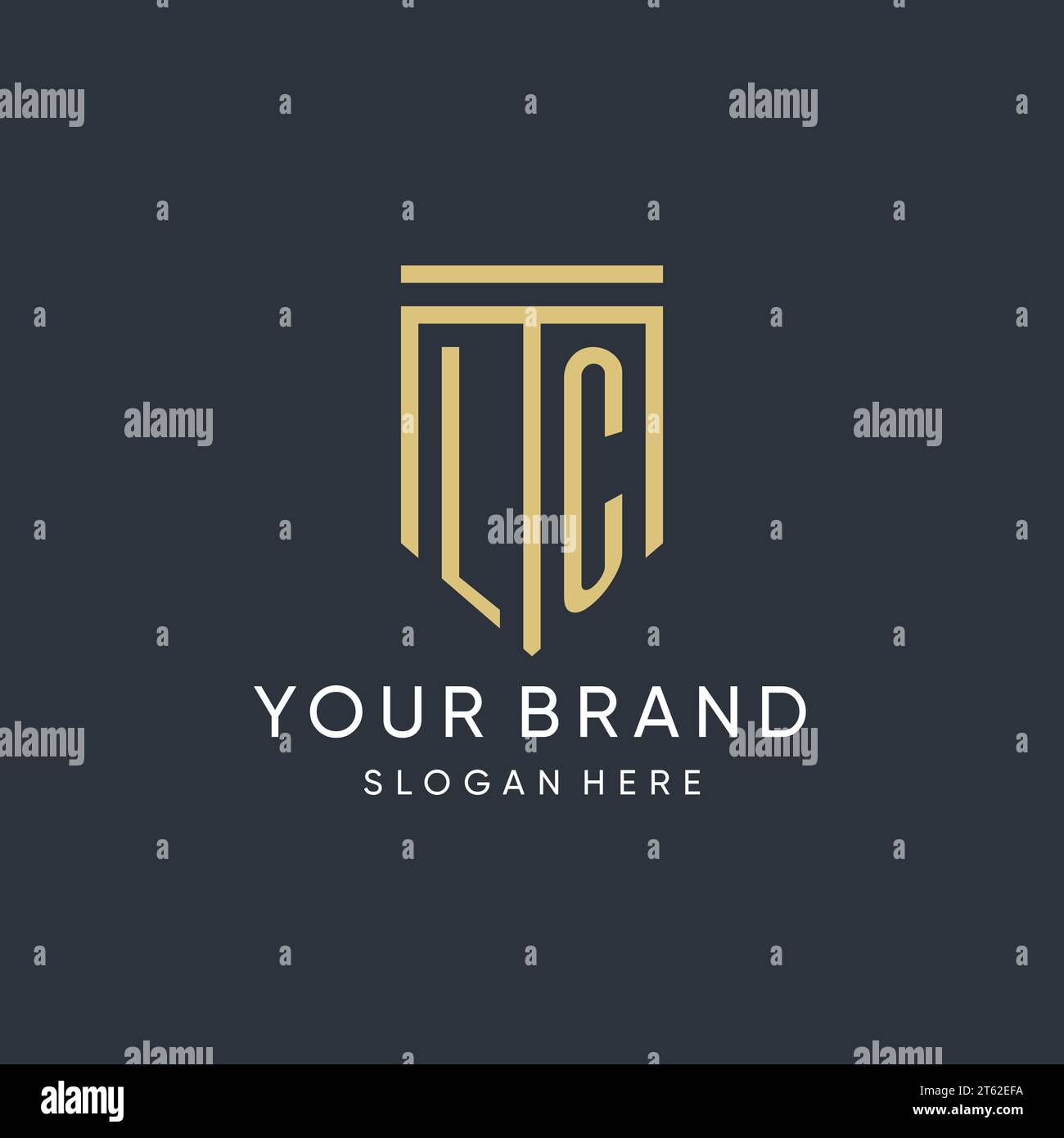 Monogramma LC con grafica vettoriale dal design moderno e di lusso a forma di scudo Illustrazione Vettoriale