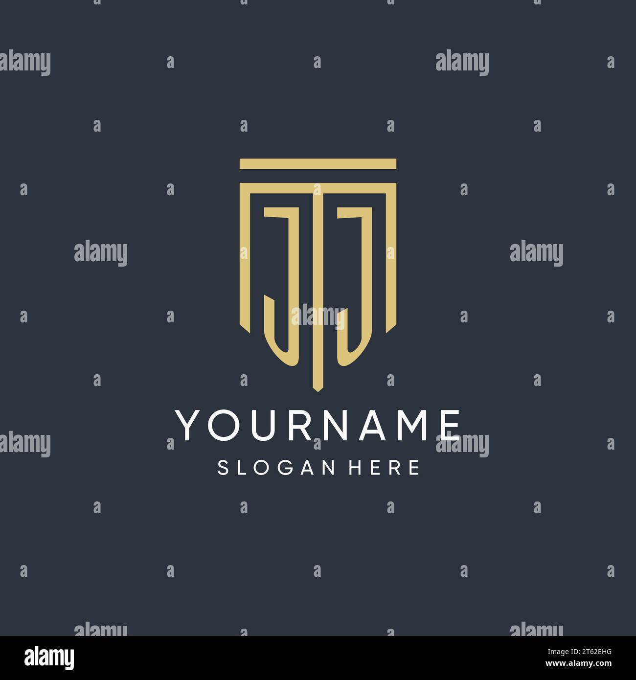 Monogramma JJ con grafica vettoriale dal design moderno ed elegante della forma dello scudo Illustrazione Vettoriale