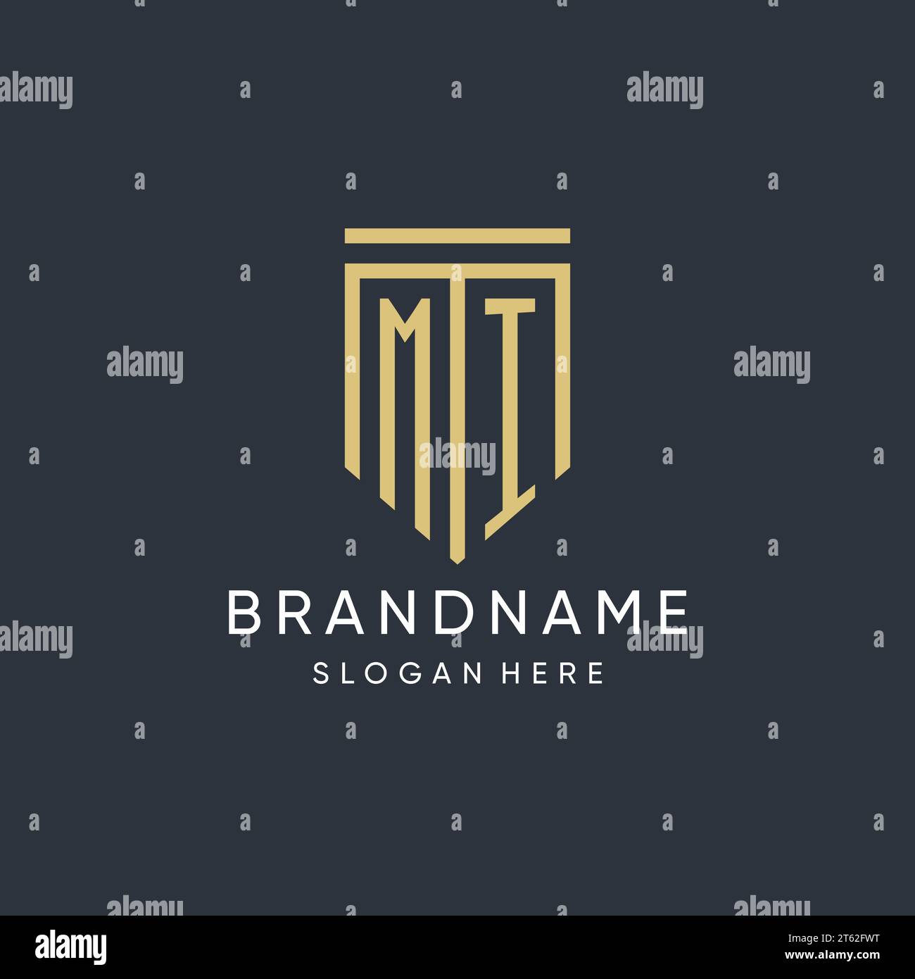 Monogramma MI con grafica vettoriale dal design moderno e di lusso a forma di scudo Illustrazione Vettoriale