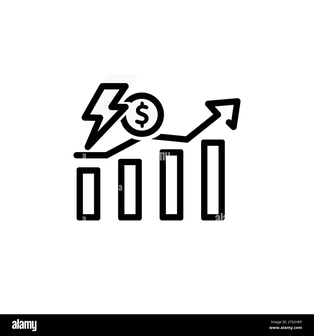 Concetto di costo dell'elettricità. Icona vettoriale isolata su sfondo bianco. Illustrazione Vettoriale