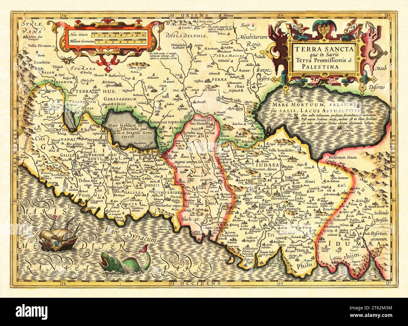 Vecchia mappa della Terra Santa. Di l'Isle, publ. nel 1782 Foto Stock