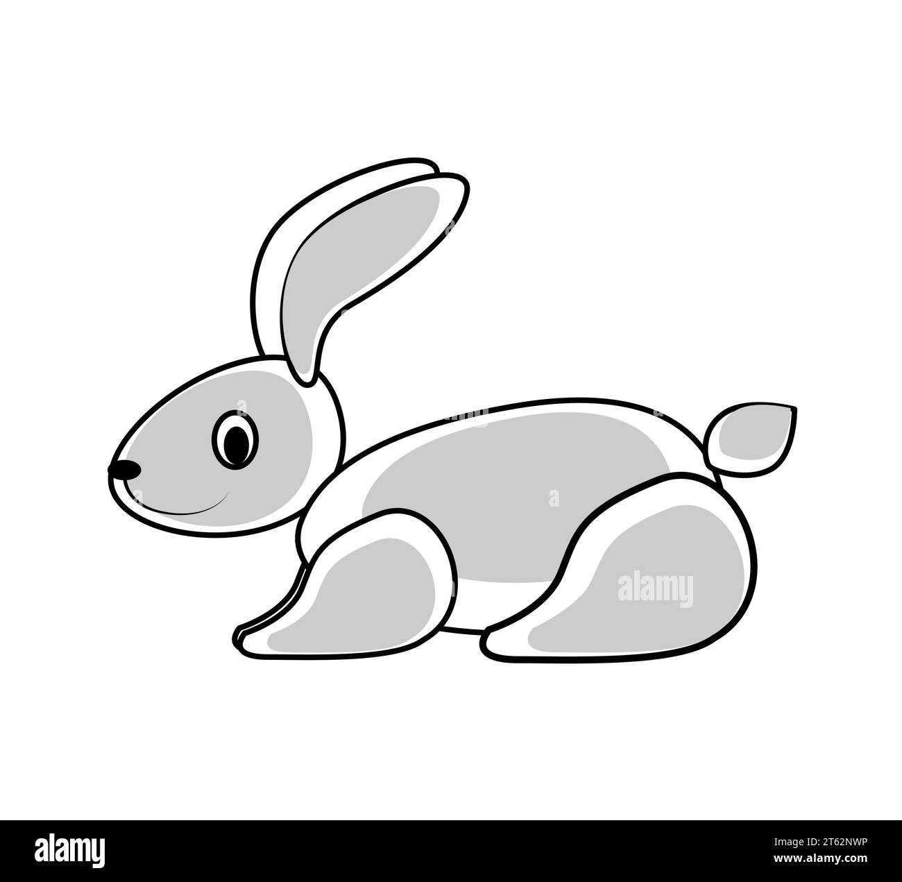 Grazioso emblema minimalista di coniglio. Vettore piatto Illustrazione Vettoriale