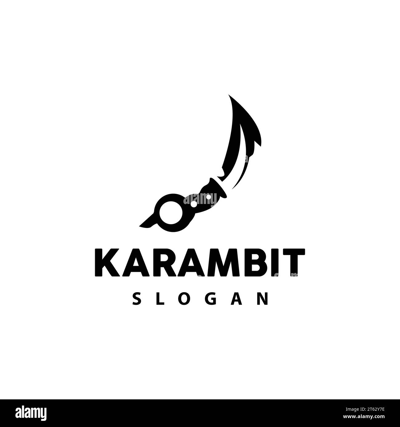 Logo Kerambit, Indonesia Fighting Weapon Vector, Ninja Fighting Tool Simple Design, icona simbolo illustrazione modello Illustrazione Vettoriale