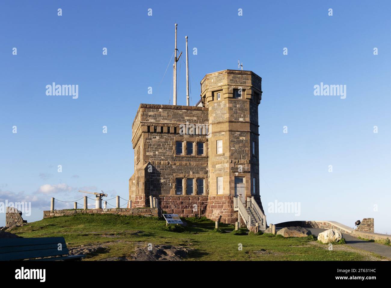 Cabot Tower; Signal Hill National Historic Site, St Johns Newfoundland Canada. Sito della prima trasmissione wireless attraverso l'Atlantico da parte di Marconi Foto Stock