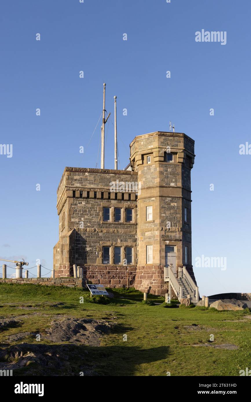 Cabot Tower; Signal Hill National Historic Site, St Johns Newfoundland Canada. Sito della prima trasmissione wireless attraverso l'Atlantico da parte di Marconi Foto Stock