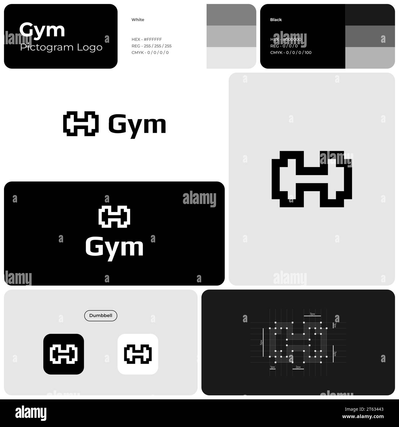Centro fitness con logo business monocromatico Illustrazione Vettoriale