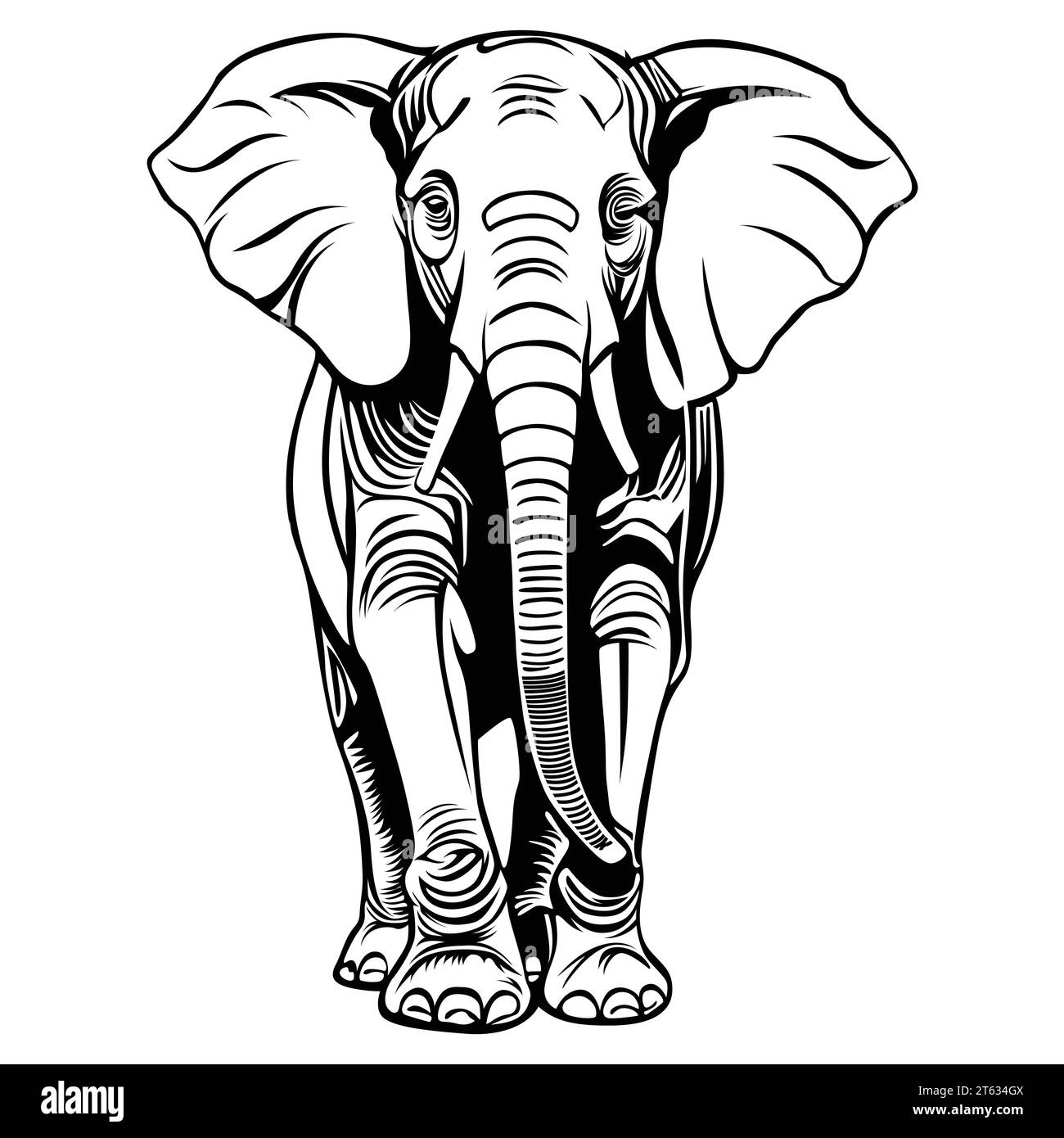 disegno del contorno di un elefante in formato vettoriale Illustrazione Vettoriale
