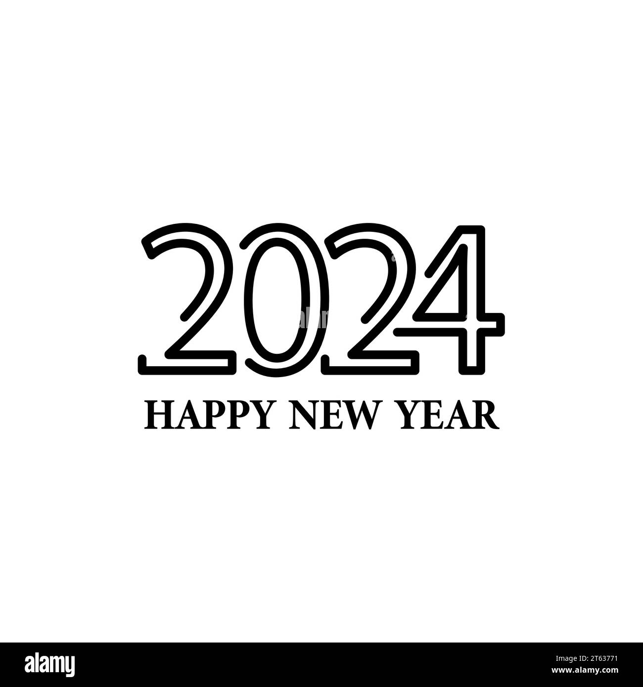 FELICE ANNO NUOVO 2024, semplice e moderno Illustrazione Vettoriale