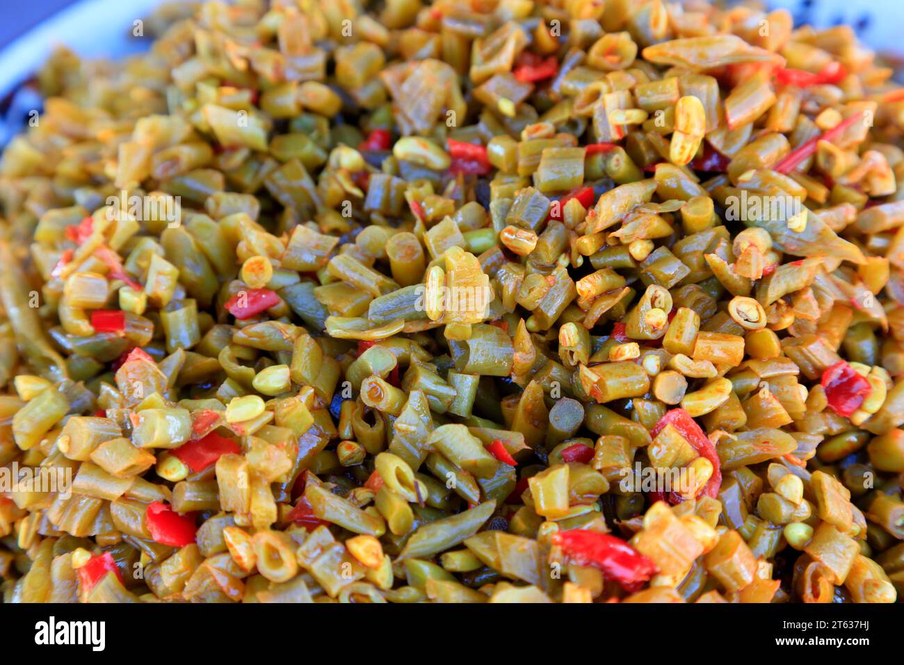 Primo piano di piatti vegetariani Foto Stock