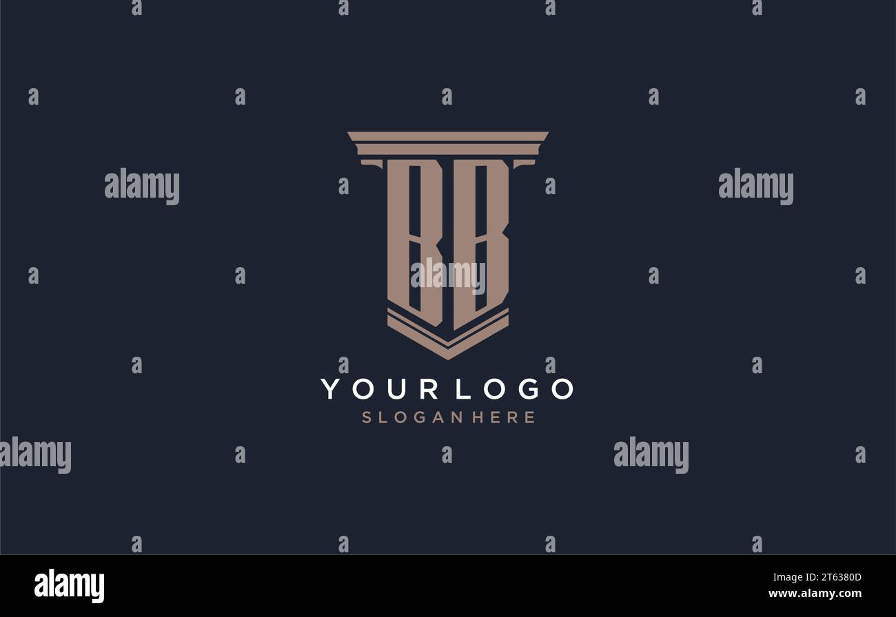 Logo iniziale BB con stile a colonna, ispirazione per il design del logo di uno studio legale di lusso Illustrazione Vettoriale