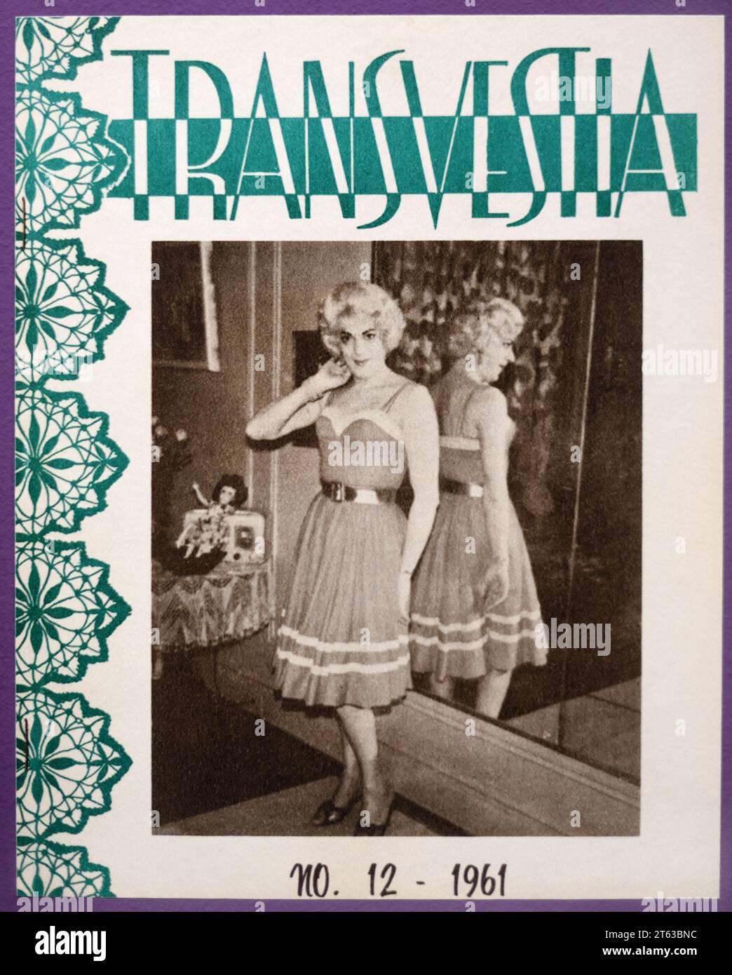 Copertina di Transvestia Magazine pubblicata per alcuni anni nei primi anni '1960 per Transvestites e Cross Dressers Foto Stock