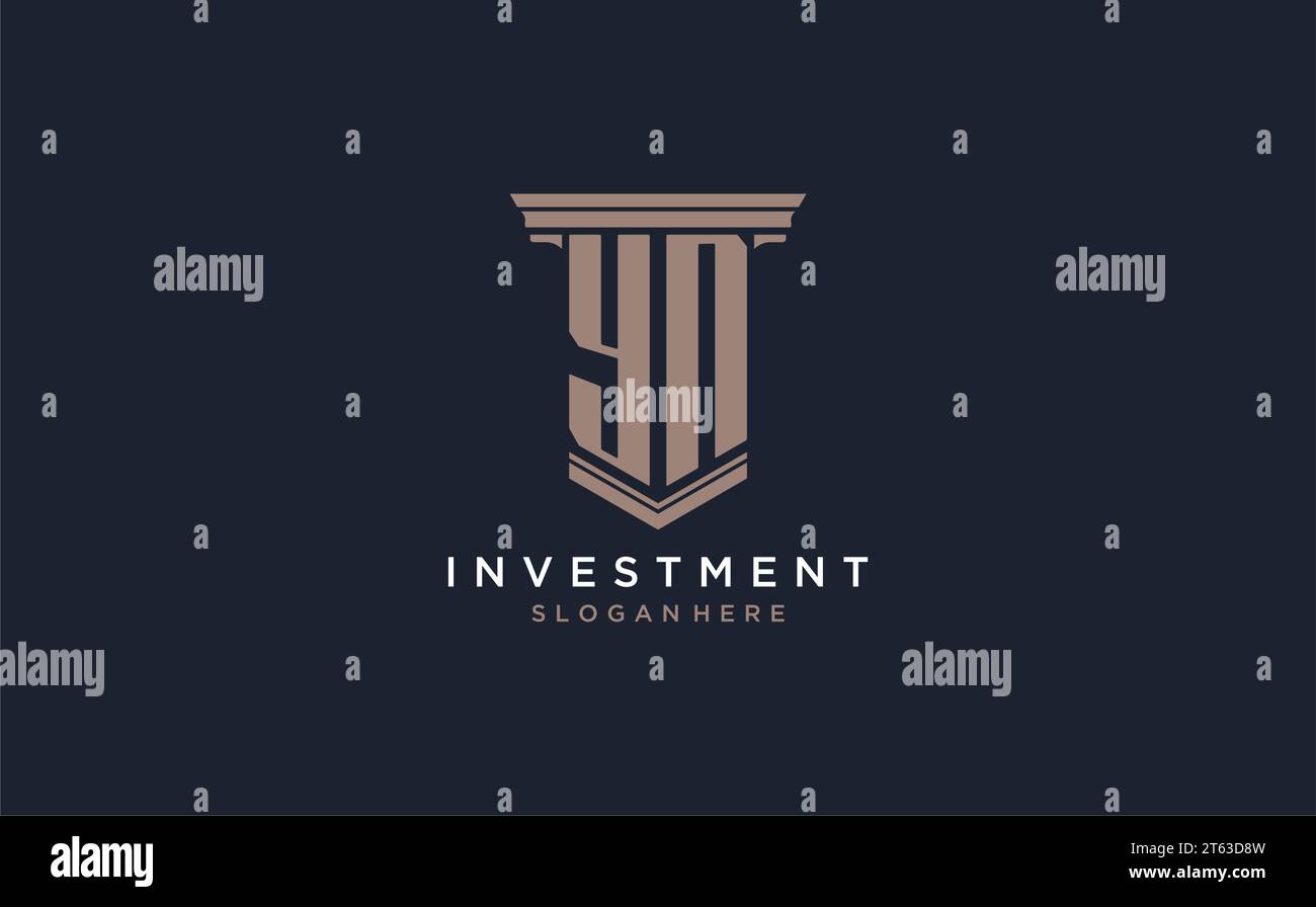 Logo iniziale con stile a colonna, ispirazione per il design del logo di uno studio legale di lusso Illustrazione Vettoriale