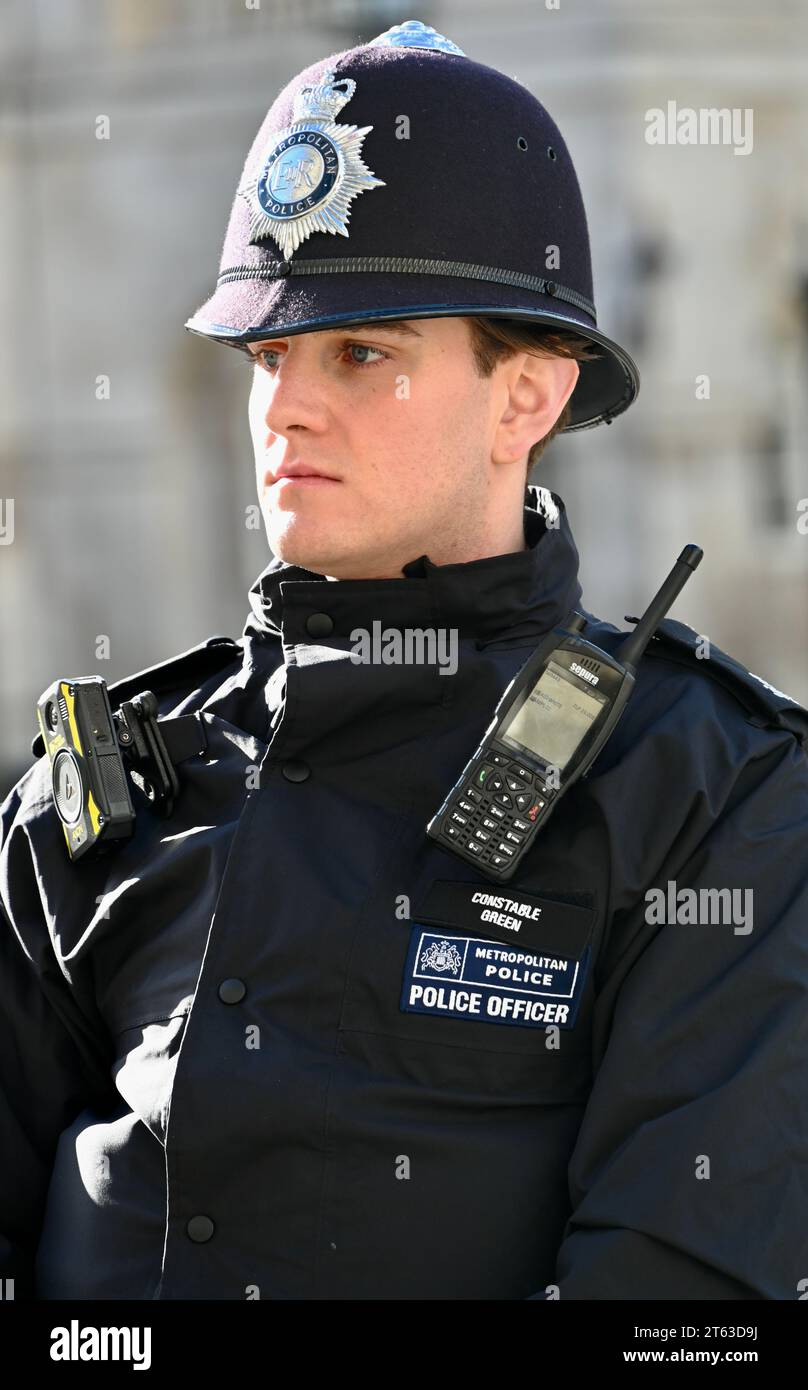 Agente di polizia, apertura statale del Parlamento, Whitehall, Londra, Regno Unito Foto Stock
