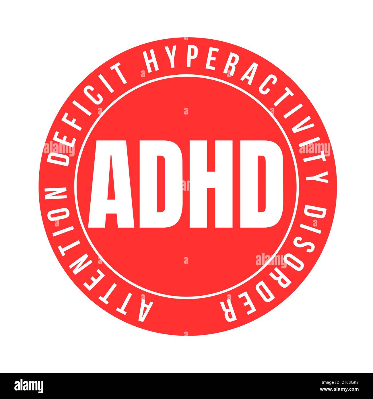 Icona del simbolo di disturbo da deficit di attenzione e iperattività ADHD Foto Stock