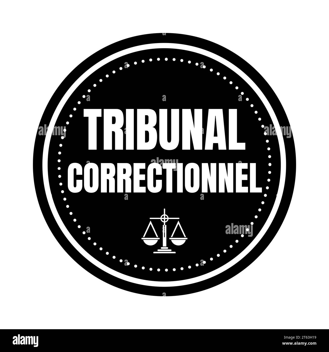 Icona del simbolo del tribunale penitenziario in Francia chiamata tribunal correctionnel in lingua francese Foto Stock