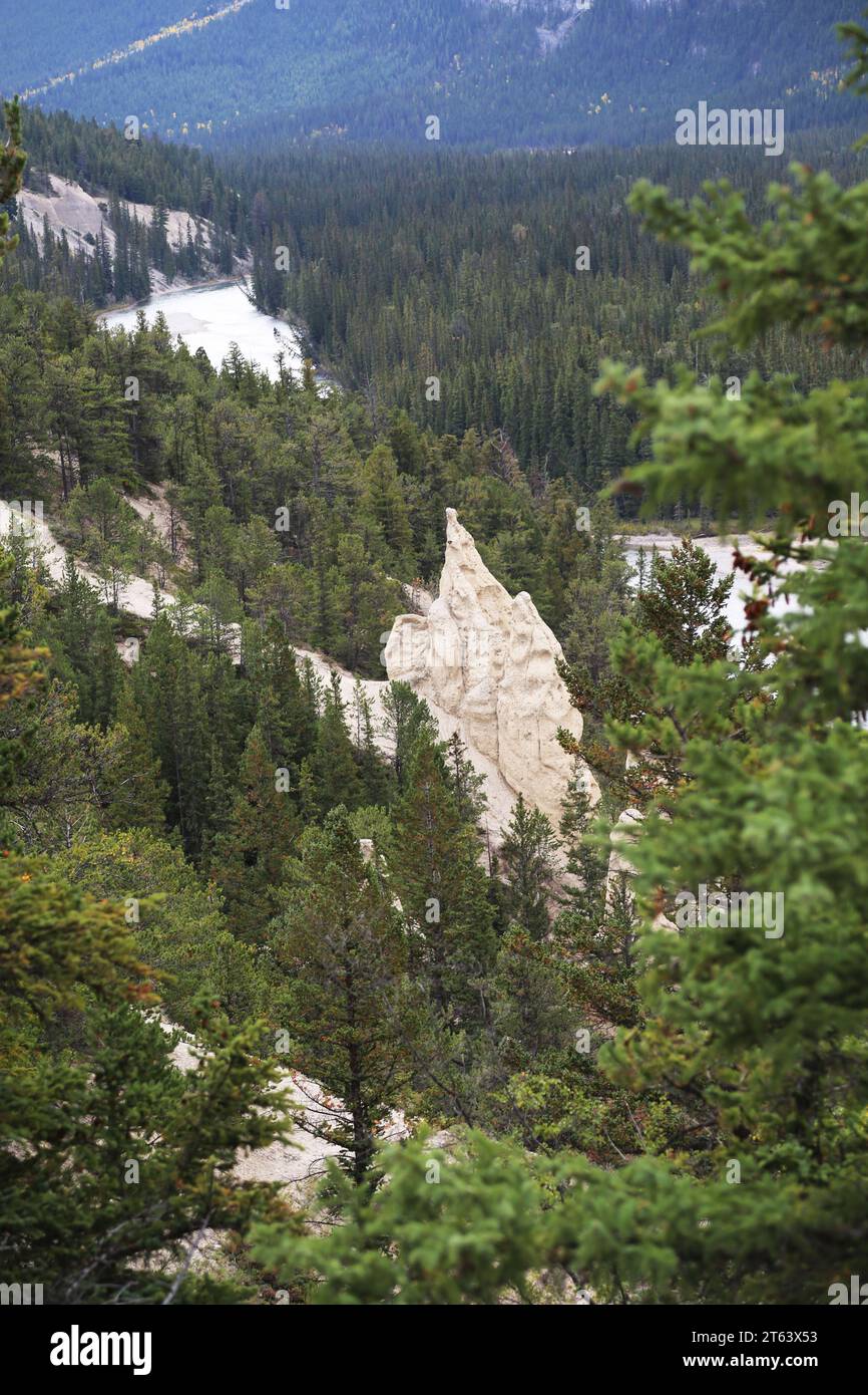 Gli Hoodoos nella Bow Valley, vicino al Bow River Banff National Park, Alberta, Canada. Foto Stock