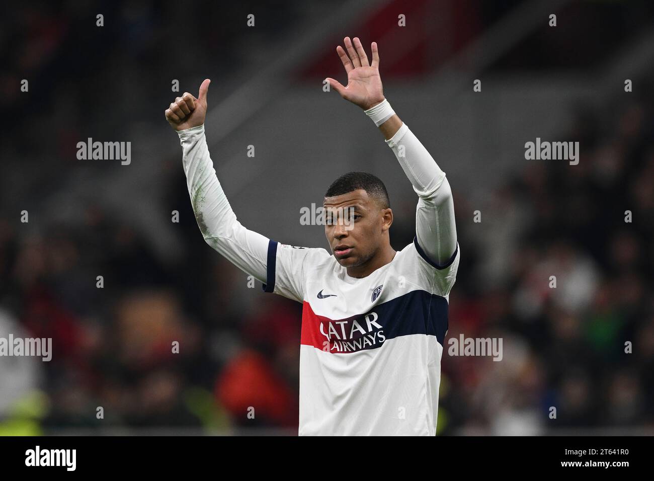 Kylian Mbappe (PSG) durante la partita di UEFA "Champions League 2023 2024" tra Milano 2-1 PSG allo Stadio Giuseppe Meazza il 7 novembre 2023 a Milano, Italia. Credito: Maurizio Borsari/AFLO/Alamy Live News Foto Stock