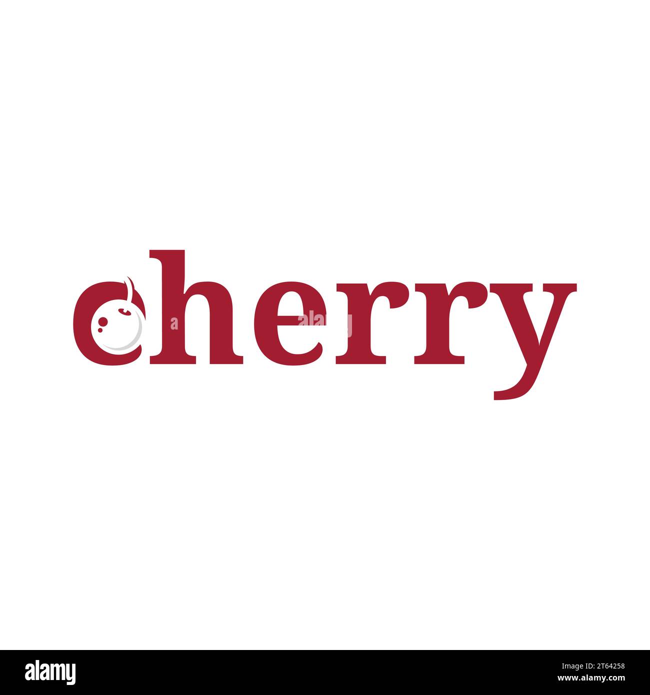 Logo tipografico Cherry design vettoriale. Lettere a mano Cherry. Illustrazione vettoriale per il progetto. Illustrazione Vettoriale