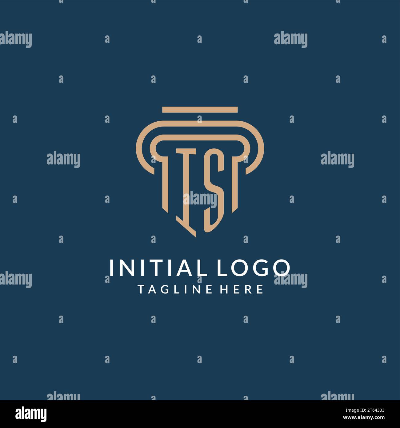Il logo iniziale È in stile pilastro, lussuoso moderno avvocato studio legale logo design grafica vettoriale Illustrazione Vettoriale