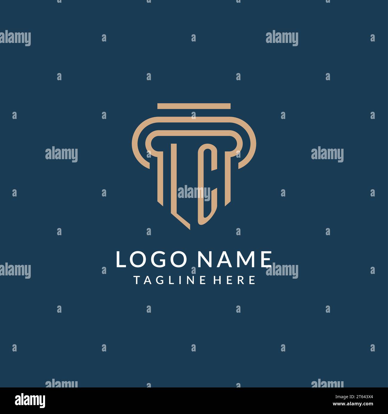 Stile iniziale del logo della colonna LC, design moderno del logo dello studio legale di lusso grafica vettoriale Illustrazione Vettoriale