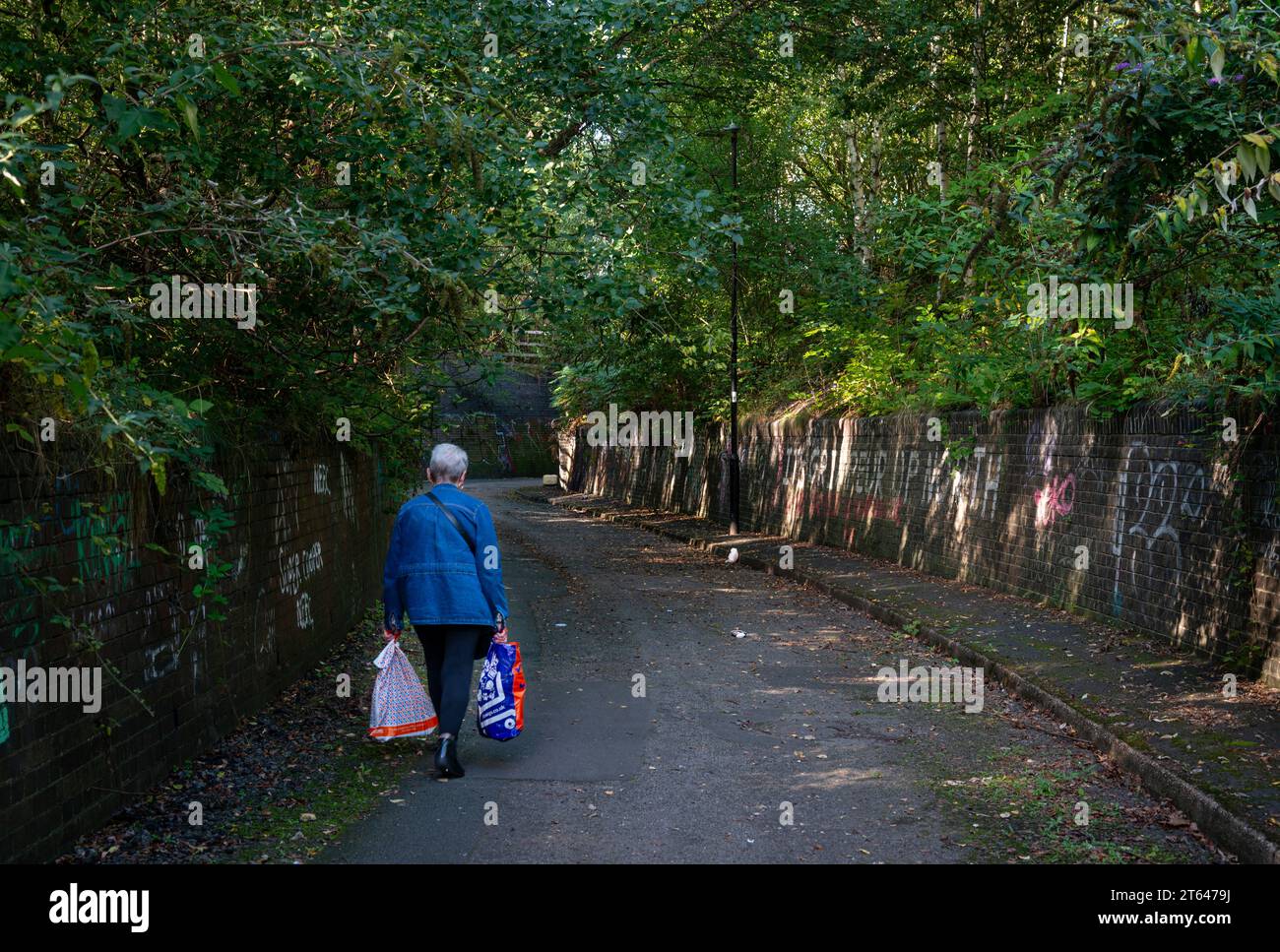 Donna su Colliery Rd, Sheffield Foto Stock