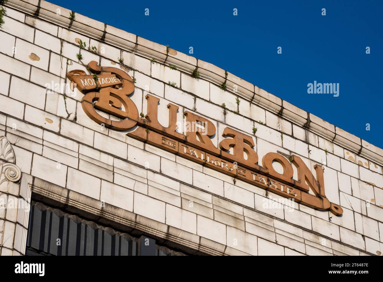 Montague Burton Sign, Attercliffe, Sheffield Foto Stock